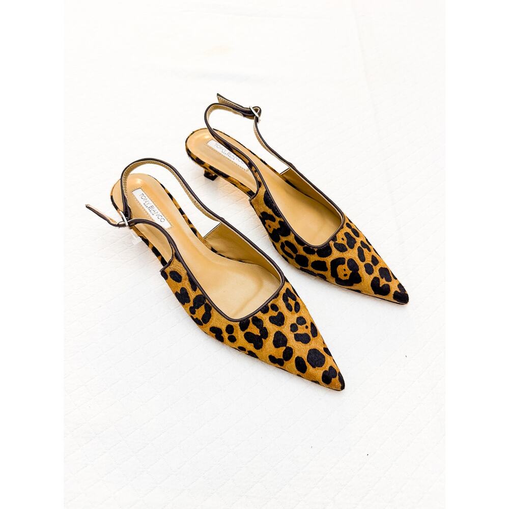 Tony Bianco Leopard Print Slingback Heels Kitten Heel Pointy Toe NWOB Size 8.5 - Picture 6 of 6